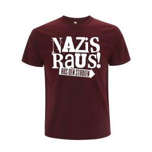 T-Shirt Nazis raus! aus den Stadien (weinrot)